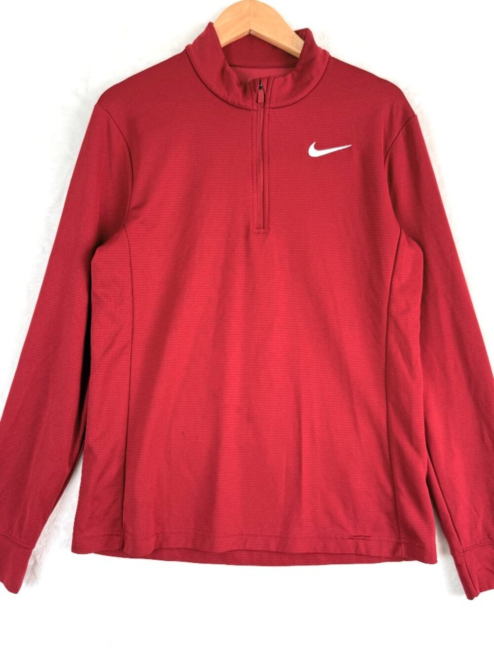Nike Dri Fit Victory Quarter Zip Mock Neck Running Top Womens S Dark Red DJ8521